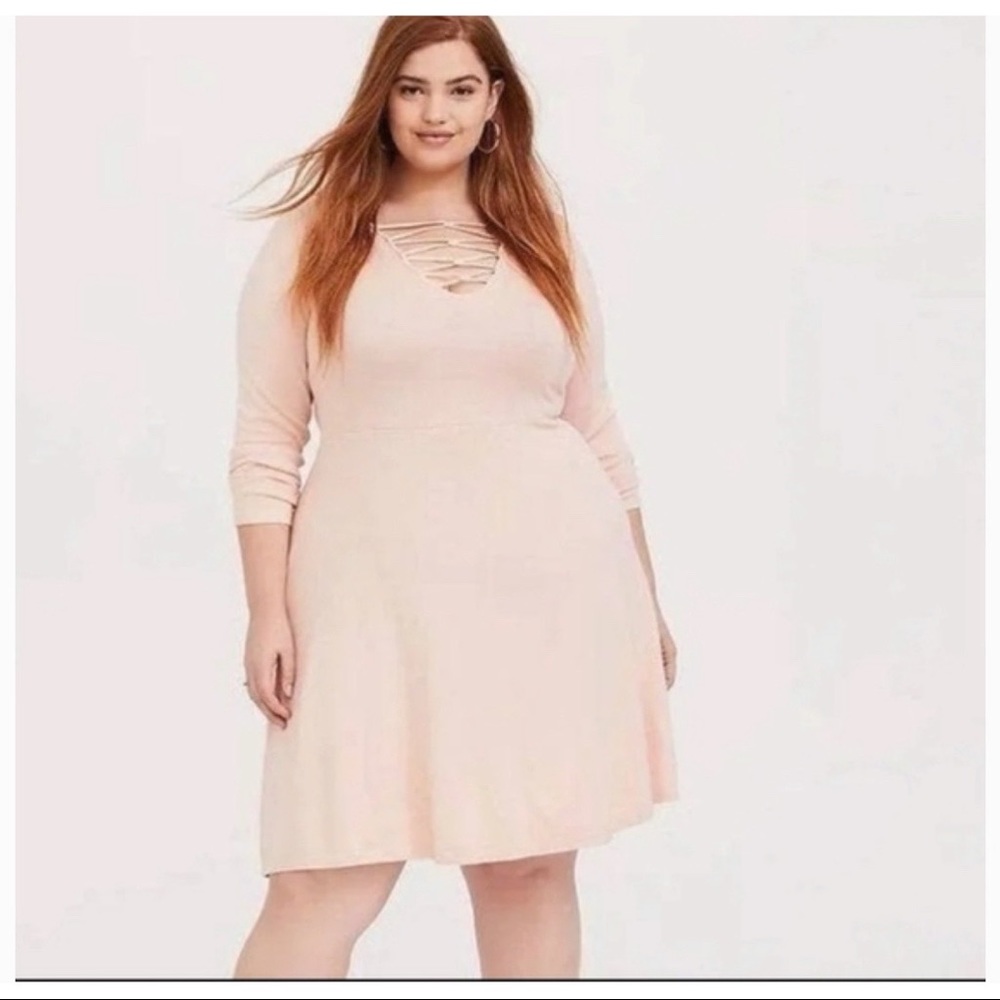 NWT torrid pink lace up knit dress